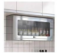 Armoire Murale en Acier Inoxydable avec Porte Rabattable, Buffet de Garde-Manger de Cuisine d'étagère de Rangement Flottante Robuste, Armoire à Pharmacie Organisateur antirouille étanche