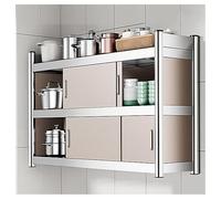 Armoire murale en acier inoxydable - Étagère de cuisine robuste avec porte coulissante pour salle à manger, salle de bain, salon - Meuble de rangement élégant pour décoration d'intérieur moderne
