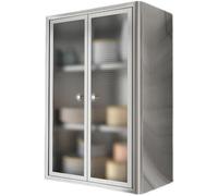 Armoire Murale en Acier Inoxydable, Organisateur Peu encombrant pour Placard de Cuisine avec étagères réglables, Armoire à Pharmacie de Salle de Bain avec Portes vitrées