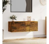 Armoire murale en chêne fumé 100 x 36,5 x 35 cm - En matériau dérivé du bois - Avec 2 tiroirs - Montage mural - Matériau robuste pour garage, cuisine, salle de bain et bureau