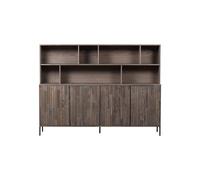 Armoire murale en chêne marron, 4 portes, avec rangement - Woood, New - 200x44x150 cm