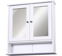 HOMCOM Armoire Murale Salle de Bain avec Double Miroir et Étagères Réglables Blanc MDF | Aosom France
