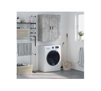 vidaXL Armoire murale placard suspendu – 3 compartiments, poignées, bois d'ingénierie – Gris béton