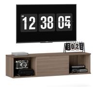 HOMCOM Meuble TV Suspendu 120 cm Armoire Murale, Meuble de Rangement Suspendu Style Moderne avec 2 Compartiments Ouverts et Porte Rabattable, Marron