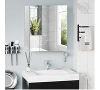 Armoire murale - kleankin - salle de bain 3 portes miroir étagères réglables rangement - MDF - 70x15x60cm - blanc