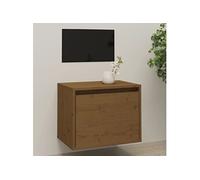Bois de Pin Massif Armoire Murale Armoire Flottante Armoire Suspendue Meuble de Rangement Salon Maison Intérieur Marron Miel 45x30x35 cm