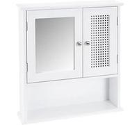 Armoire murale, meuble de rangement de salle de bain avec miroir en MDF coloris Blanc - Longueur 58 x Profondeur 13 x Hauteur 56 cm - JUANIO - Blanc G