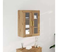 vidaXL Buffet bas Chêne massif – portes en verre, finition laquée – Marron