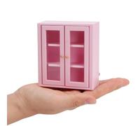 Armoire murale miniature en bois pour maison de poupée à l'échelle 1:12 - Meuble de cuisine à suspendre - Accessoires ménagers - Décoration pour salle de bain, salon (rose)