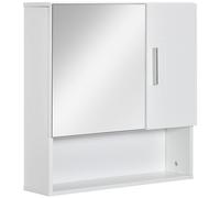 kleankin Armoire murale miroir Salle de bain - Portes & étagère réglable - 54×15,2×55,3 cm Blanc
