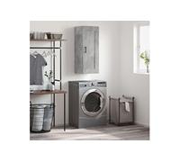 Armoire Murale, Placard Suspendu avec 3 Compartiments et Poignées, Meuble Flottant avec Rangement Salon Chambre, Gris Béton Bois d'Ingénierie