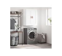 vidaXL Armoire Murale, Placard Suspendu avec 3 Compartiments et Poignées, Meuble Flottant avec Rangement Salon Chambre, Blanc Bois d'Ingénierie Blanc G