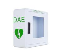 Armoire Murale pour Défibrillateur avec Alarme - Stockage Sécurisé AED pour Espaces Publics, Structure Métal Antichoc & Large Vitre Trempée (42x15,5x38cm)