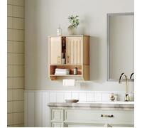 Armoire Murale pour Salle de Bains-HOOBRO-Meuble de Cuisine avec Volets-Rangement Mural-Barre de Serviette-Étagère Réglable