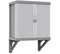 Terry, cabine murale Rolling Space, armoire murale à deux portes coulissantes, extérieure et intérieure, 2 étagères intérieures réglables, gris, en plastique recyclé, dimensions : 59 x 36 x 59 cm