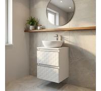 Armoire murale salle de bain 32,5 x 51 x 33 cm - meuble bas - façade 3D décor pyramide - blanc mat - Cube Way (CUBE3DN322ZBP)