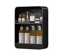 Armoire Murale Salle de Bain Acier au Carbone Étagère de Rangement de Salle de Bain À Plusieurs Niveaux Installation Facile Grande Capacité de Rangements Armoire Cuisine Rangement(Black,30x8x40cm)