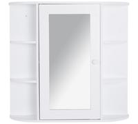 HOMCOM Armoire Murale Salle de Bain avec Miroir, Porte et Étagères Latérales Blanc MDF | Aosom France