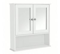 Armoire Murale Salle De Bain, Avec 2 Portes Et Miroirs, 56 X 13 X 58 Cm, Blanc Blanc