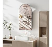 Armoire Murale Salle de Bain avec Miroir au Design Incurvé, Grand Compartiment de Rangement Caché, Armoire à Miroir Salle De Bain Pratique Et éLéGant pour La Salle De Bain(42x79x12cm,Noir)