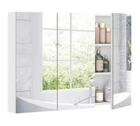 Armoire murale salle de bain avec miroir - HOMCOM - 3 portes miroir, étagères réglables - MDF et verre - 91,5x11,5x65cm - blanc
