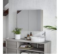 HOMCOM Armoire Murale Salle de Bain avec Miroir, 80 x 15 x 60 cm, Meuble Salle de Bain, Armoire de Toilette avec Double Portes et étagères réglables, Gris