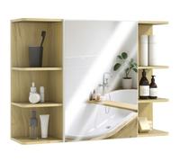 Armoire murale salle de bain avec miroir - HOMCOM - étagères ouvertes - panneau de particules - 80 x 20 x 59 cm - bois naturel