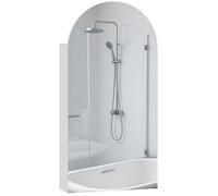 HOMCOM Armoire Murale Salle de Bain avec Miroir, 40 x 12 x 80 cm, Meuble Salle de Bain, Armoire de Toilette sans Cadre en Arche et étagères en Verre réglables, Blanc