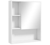 kleankin Armoire Murale Salle de Bain avec Miroir, 60 x 15 x 76 cm, Meuble Salle de Bain, Armoire de Toilette avec Porte Miroir, 5 Compartiments et étagère réglable, Blanc