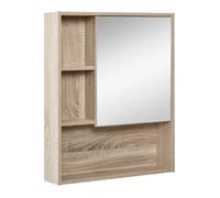 Armoire murale salle de bain avec miroir - kleankin - 5 compartiments, étagère réglable - panneau de particules - 60x15x76cm - chêne