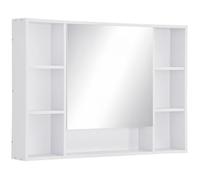 Armoire murale salle de bain avec miroir - kleankin - 7 étagères ouvertes - ouverture fermeture lentes - 100 x 15 x 70 cm - blanc
