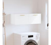 vidaXL Armoire Murale, Placard Suspendu avec Rangement, Meuble Flottant de Salon Salle de Séjour Intérieur, Moderne, Blanc Bois d'Ingénierie