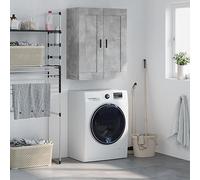 Armoire Murale Suspendue, Armoire de Rangement Gris Béton 69.5x34x90 cm en Bois d'Ingénierie avec 3 Compartiments, Idéale pour Salon et Chambre, Design Moderne et Élégant