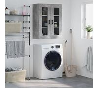 Armoire Murale Suspendue avec Porte en Verre, Gris Béton 69.5x34x90 cm, Meuble de Rangement Élégant pour Salon et Chambre, Design Moderne et Pratique en Bois d'Ingénierie Durable