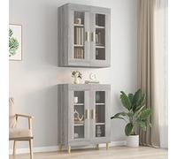 Armoire Murale Suspendue avec Portes en Verre, Meuble de Rangement Gris Sonoma 69.5x34x90 cm, Étagère Salle de Bain ou Cuisine, Design Moderne pour Gagner de l'Espace au Sol, Facile à Nettoyer