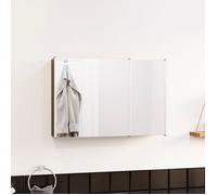 Armoire murale - Tiano - 3 portes miroir - Acier inoxydable - 4 étagères