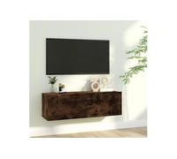 vidaXL Armoire murale TV Chêne fumé 100x30x30 cm Bois d'ingénierie Marron