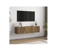 vidaXL Armoire murale TV Chêne fumé 120x30x30 cm Bois d'ingénierie Marron