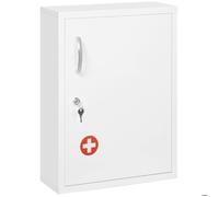 Armoire murale verrouillable Kleankin pour pharmacie, en acier blanc, avec deux clés, dimensions 40x15x53,5 cm, idéale pou