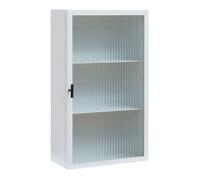 Armoire murale Zundert avec porte en verre strié 60 x 35 x 15 cm acier blanc
