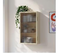 [en.casa] Armoire Murale Zundert Acier Verre Strié 60 x 35 x 15 cm Camel | avec 2 étagères, design intemporel, pour salon, cuisine, salle da bain, entrée, poignée pratique, meuble de rangement