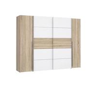 Armoire NARAGO Décor Chene Sonoma et mat 2 portes coulissantes 2 portes battantes L G