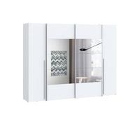 Armoire NARAGO Décor mat 2 portes coulissantes miroir 2 portes battantes 2 pende