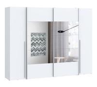 Armoire NARAGO Décor mat 2 portes coulissantes miroir 2 portes battantes 2 pende