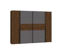 Armoire NARAGO Décor Noyer Bakersfield et 2 portes coulissantes 2 portes battantes