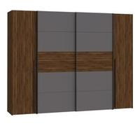 Armoire NARAGO Décor Noyer Bakersfield et 2 portes coulissantes 2 portes battantes