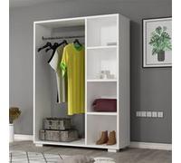 Armoire Nesbyen avec 4 compartiments de stockage 123 x 90 x 30 cm blanc [en.casa] Blanc G