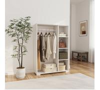 [en.casa] Armoire Nesbyen 126 x 90 x 30 cm avec 4 Compartiments Blanc