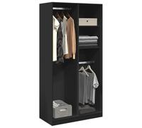 Armoire noire 100 x 50 x 200 cm, matériau en bois, armoire robuste avec portes, espace de rangement spacieux pour chambre à coucher, design élégant, résistante à l'humidité