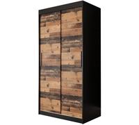 Armoire Old Style T 100 - H 200 cm, L 100 cm, P 62 cm - Corps Noir Matt avec Façade Old Style - Chambre à Coucher - ABIKSMEBLE